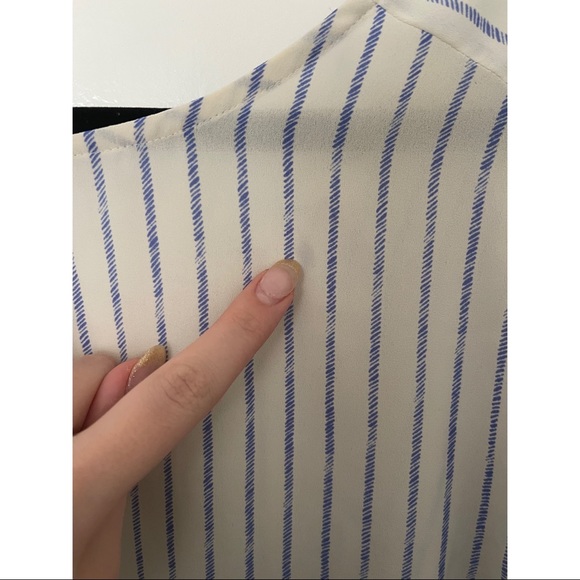 Express White & Blue Striped Short Sleeve Top - Picture 5 of 5